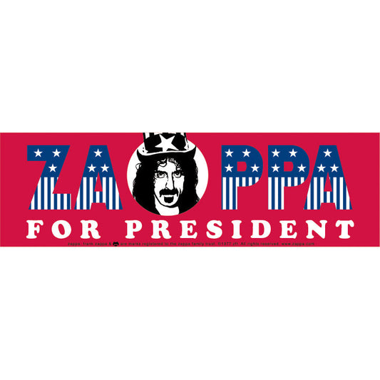 ZAP-1016 - Frank Zappa - For President Bumper Sticker - Set of 6